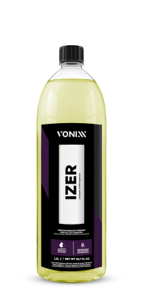 Descontaminante férrico pH neutro Izer 1,5L Vonixx para remoção de partículas metálicas, pó de travões e descontaminação automóvel profissional.