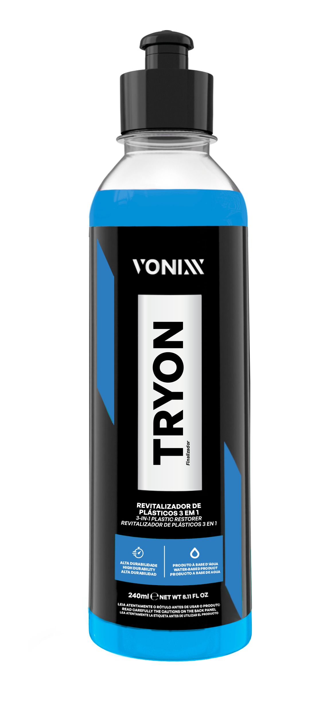 Tryon Vonixx 240ML - Restaurador de plásticos automóvel Restaurador de plásticos automóvel Tryon 240ML Vonixx com tecnologia SiO2 para revitalizar, proteger e restaurar plásticos e borrachas.