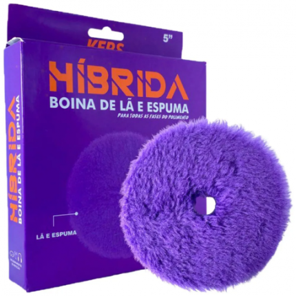 Boina híbrida lã e espuma 5 polegadas KERS para polimento automóvel com elevado poder de corte e acabamento refinado.