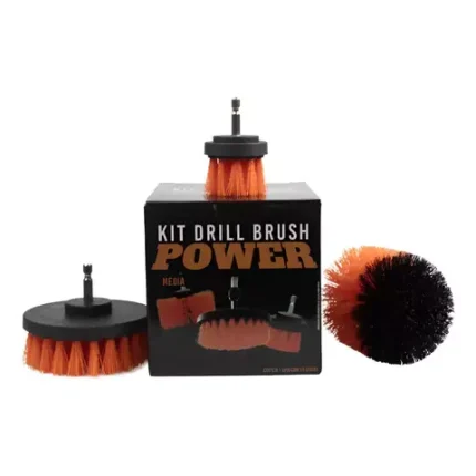 Kit escovas drill brush automóvel KERS 3PCS para limpeza profunda de estofos, carpetes, jantes e superfícies automóveis.