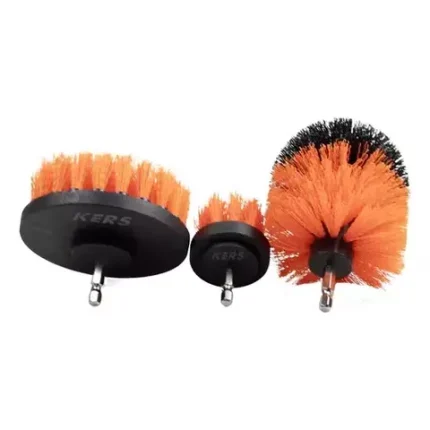 Kit escovas drill brush automóvel KERS 3PCS para limpeza profunda de estofos, carpetes, jantes e superfícies automóveis.