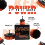 Kit escovas drill brush automóvel KERS 3PCS para limpeza profunda de estofos, carpetes, jantes e superfícies automóveis.