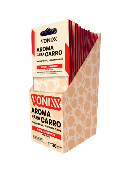 Aromatizante Apple and Cinnamon VONIXX em folha de celulose com fragrância de maçã e canela para automóvel e pequenos ambientes