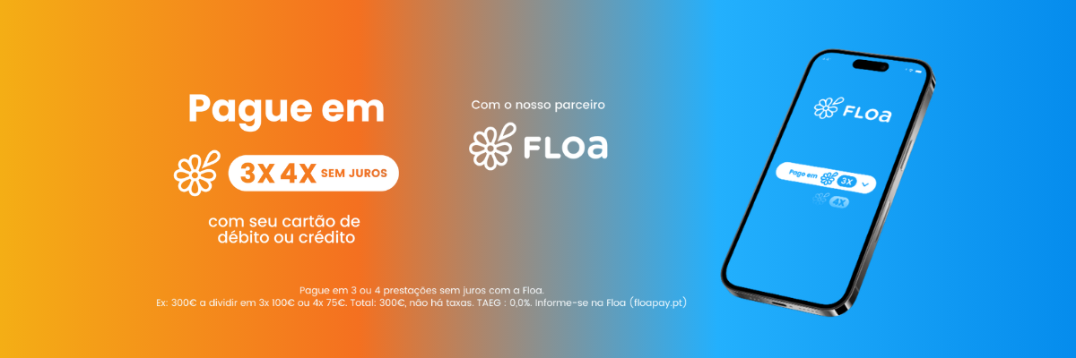 Banner Floa para pagamentos em 3x e 4x sem juros na KERS com cartão de débito ou crédito.