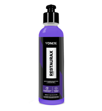 Restaurador de plásticos Restaurax 240ml VONIXX para plásticos interiores e exteriores com proteção UV