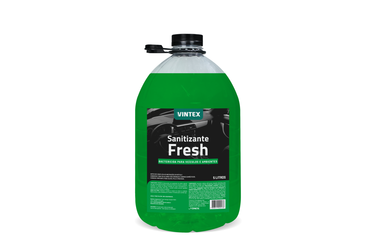 Sanitizante automóvel Vintex Fresh 5L VONIXX para desinfetar, reduzir odores e aromatizar interiores de veículos